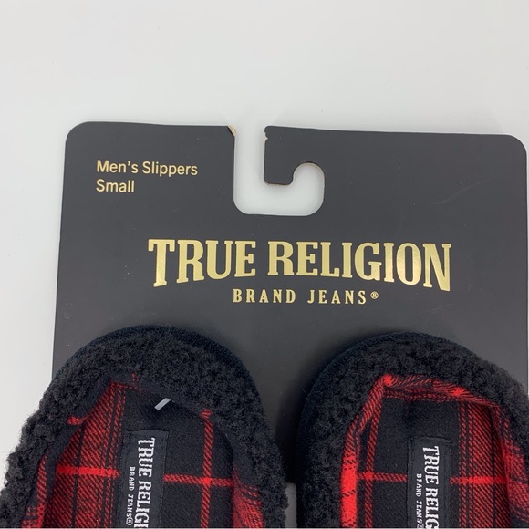 True Religion Mens' NWT Black and Red Slide Style Slippers, Small - Picture 7 of 8
